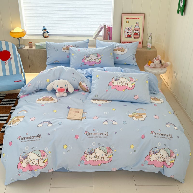 Authentic Sanrio 100% Cotton Bed Four-Piece Set Girly Heart Cartoon Cotton Kidsren'S Quilt Cover Dormitory Three-Piece Set - Image 1