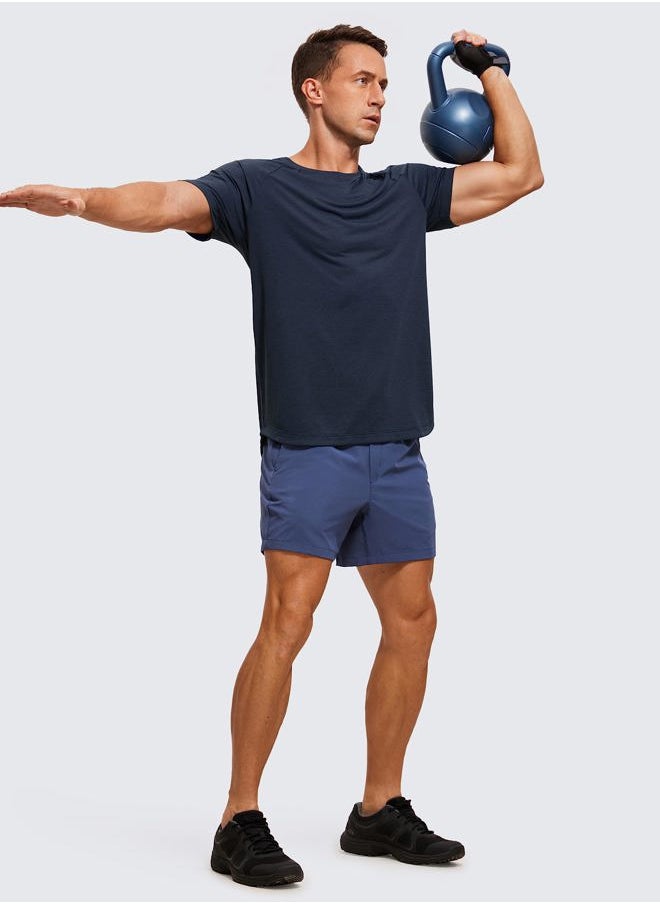 CRZ YOGA - Lightweight Short Sleeve T-Shirt for Men Quick Dry Workout Running Athletic Tee Shirt Tops Navy-Heather X-Large - Image 1