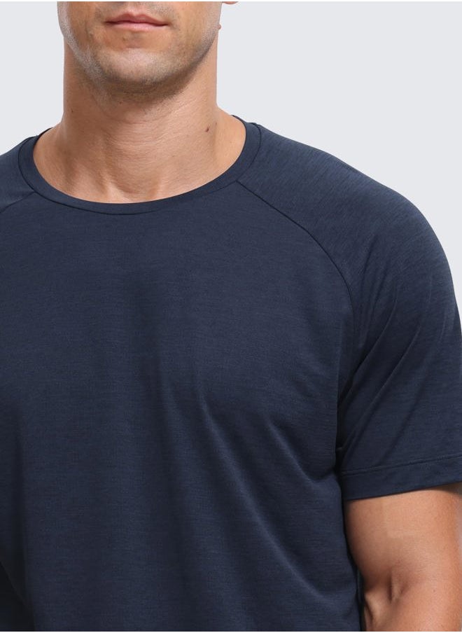 CRZ YOGA - Lightweight Short Sleeve T-Shirt for Men Quick Dry Workout Running Athletic Tee Shirt Tops Navy-Heather X-Large - Image 1