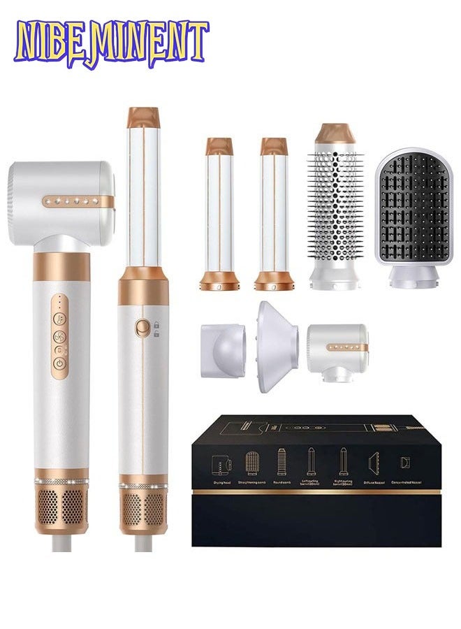 NIBEMINENT 7 in 1 Hair Styler Brush & Hair Dryer, Hair Curler,Hot Air Brush Set,110000 RPM High Speed Multi Styler Hair Straightener,Automatic Curling hair for Fast Drying Curling Volumizing Straightening - Image 1