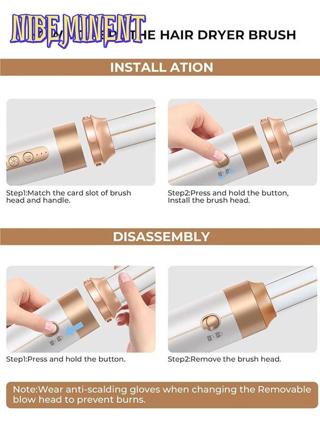 NIBEMINENT 7 in 1 Hair Styler Brush & Hair Dryer, Hair Curler,Hot Air Brush Set,110000 RPM High Speed Multi Styler Hair Straightener,Automatic Curling hair for Fast Drying Curling Volumizing Straightening - Image 4
