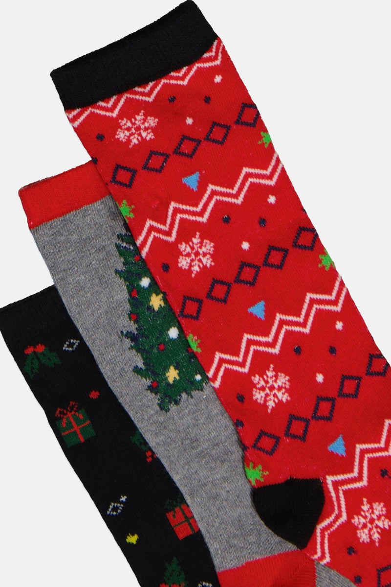 Lefties Men 3Pcs Allover Print Christmas Socks, Multicolor - Image 2