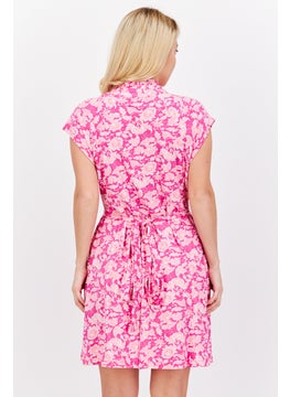 French Connection Women Floral Print Midi Dress, Pink Combo  - Image 4