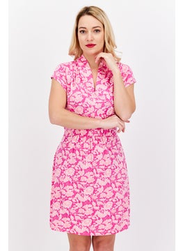 French Connection Women Floral Print Midi Dress, Pink Combo  - Image 1