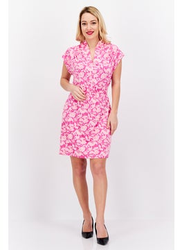 French Connection Women Floral Print Midi Dress, Pink Combo  - Image 2
