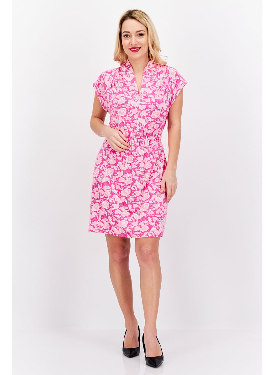 French Connection Women Floral Print Midi Dress, Pink Combo  - Image 2