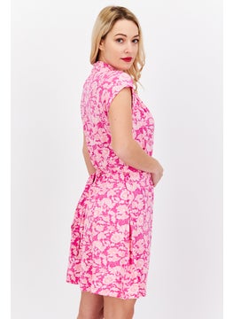 French Connection Women Floral Print Midi Dress, Pink Combo  - Image 3