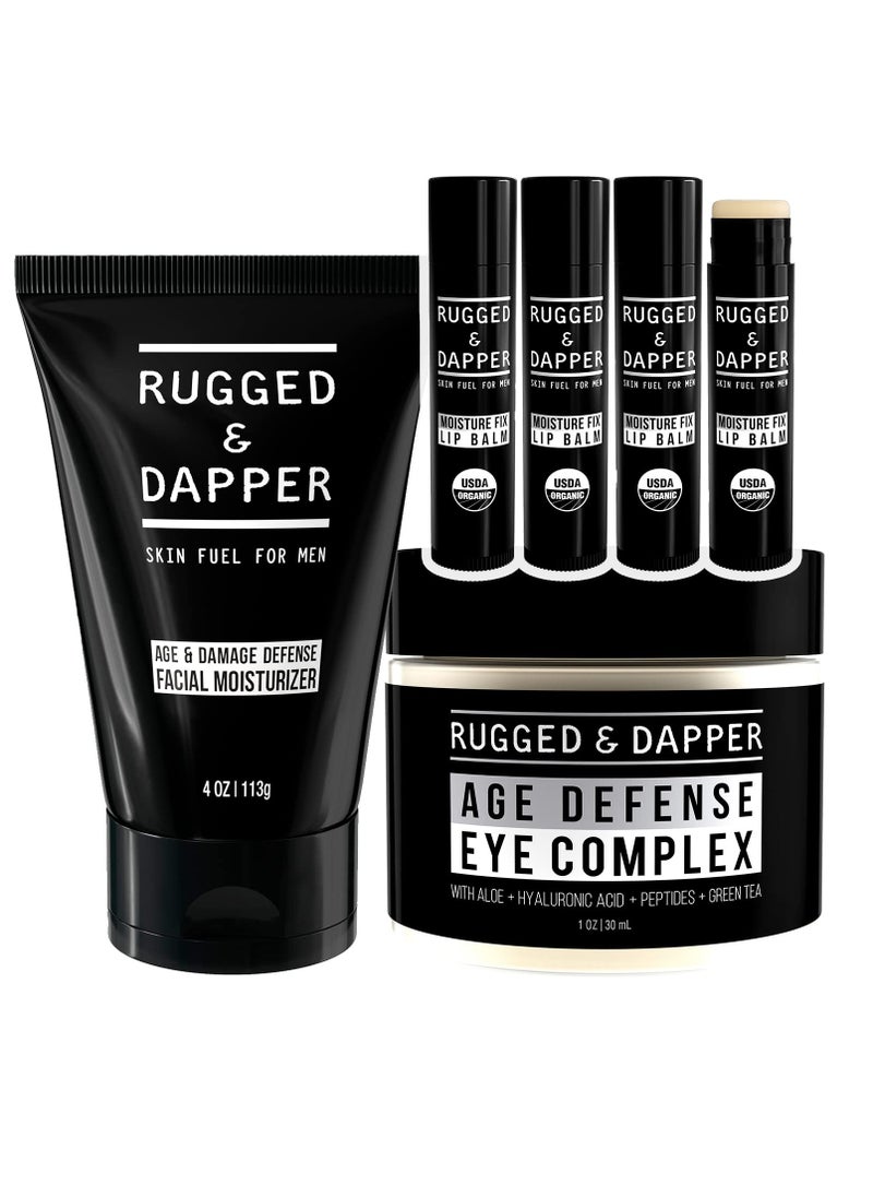 RUGGED & DAPPER RUGGED & DAPPER Age + Damage Defense Facial Moisturizer, Age Defense Eye Complex and Moisture Fix Lip Balm  - Image 1