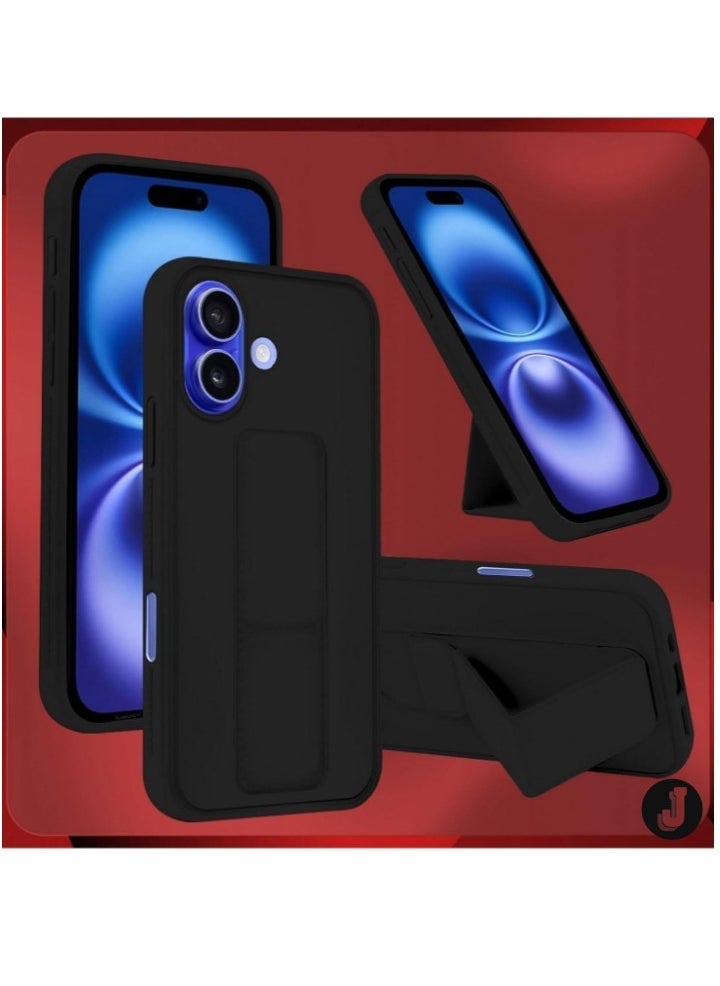 JAJEEK iPhone 16 Magnetic Car Mount Case – Purple Silicone Kickstand with Hand Strap & Multi-Stand Functionality - Image 1