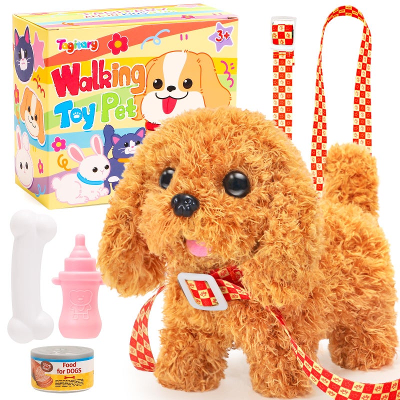 Tagitary Plush Toys Puppy Electronic Toy Dogs That Walk and BarkTail Wagging Fake Dog Interactive Dog Toy for Kids with LeashEaster Christmas Birthday Gift for Toddlers Kids - Image 3
