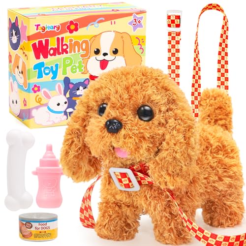 Tagitary Plush Toys Puppy Electronic Toy Dogs That Walk and BarkTail Wagging Fake Dog Interactive Dog Toy for Kids with LeashEaster Christmas Birthday Gift for Toddlers Kids - Image 1