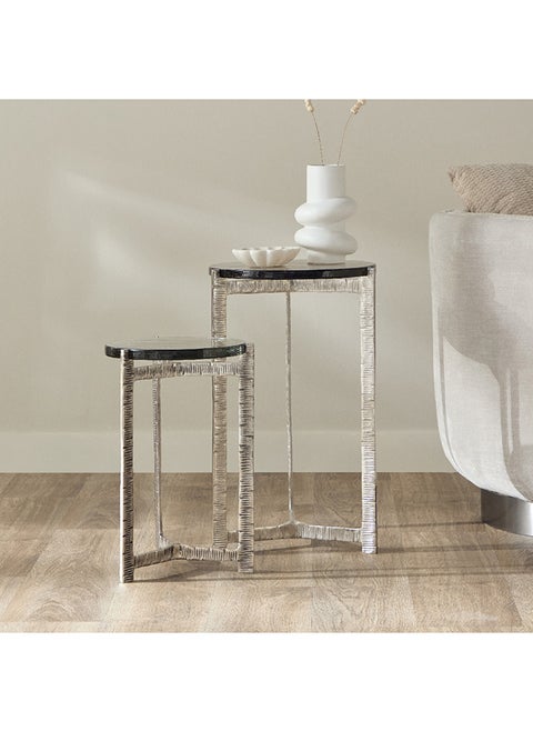 Elson 2-Piece Glass Top Accent Table Set 38 x 62 x 38 cm