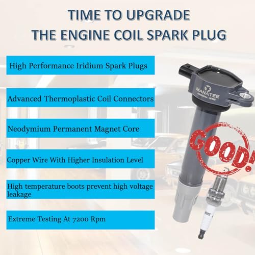 MANATEE 4606869AA Ignition Coil Pack and 7781 Iridium Spark Plugs Set for Dodge Avenger Charger Nitro Magnum, Chrysler 300 Sebring Pacifica Town & Country 3.5L 4.0L V6 2006-2010, 04606869AB UF502 - Image 4