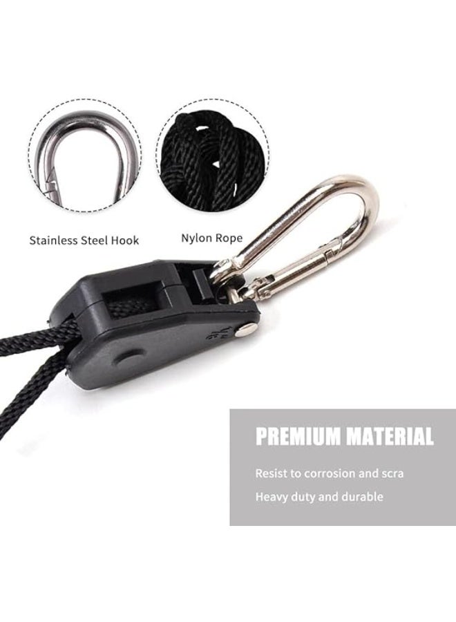 Fondwell 2-Pack Ratchet 18 Inch Adjustable Heavy Duty Tie Down Rope Carabiner Hook Clip er 150lb Capacity for Grow Light Luggage Strap - Image 1
