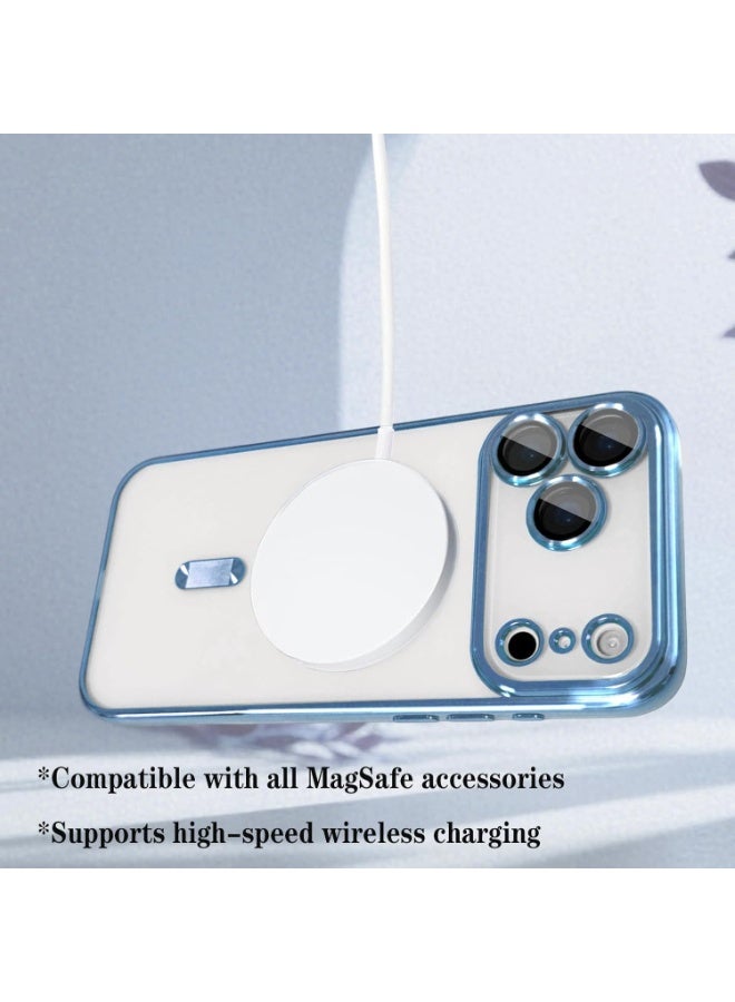 Denx Magnetic for iPhone 17 Pro Max Case Clear, [Compatible with Magsafe,Built-in Camera Lens Protector], Soft Slim Phone Case Cover for iPhone 17 Pro Max - Blue - Image 2