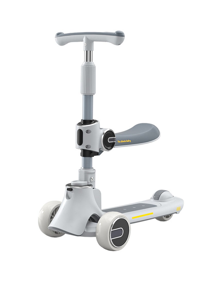MaBaby Three-in-one Children's Scooter Can Sit And Ride Led Light Flashing Wheel, Adjustable Height Foldable Scooter Removable Seat, Outdoor Activities For Boys Girls  - Image 1
