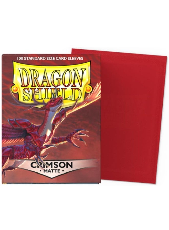 دراجون شيلد Arcane Tinmen ART11021 Dragon Shield Matte Crimson 100 Protective Sleeves - Image 1