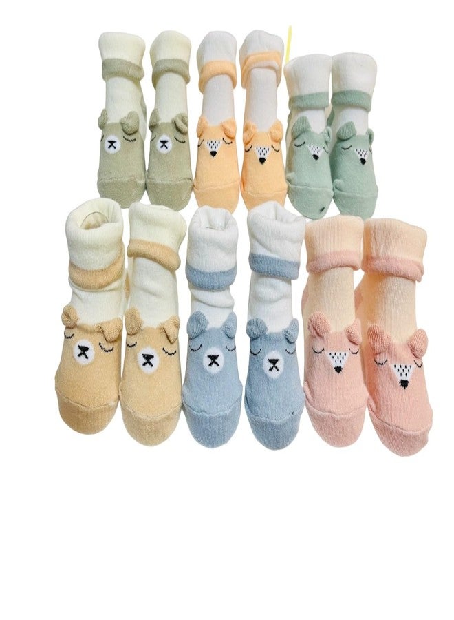 Bigbought Designer Comfortable & Soft Bootie Socks Shoes Prewalker for Boys/Girls/New Born Baby (0-6 Months) 6 PAIR - Image 1