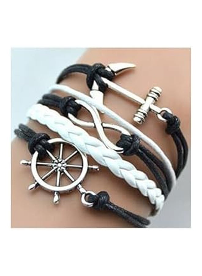 leather bracelets Black and white with forms of silver metal Item No 905 - 1 - Image 3