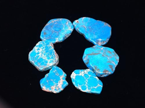 Adabele 10pcs Adabele Natural Grade A Turquoise Blue Impression Aqua Terra Jasper Loose Beads 15-45mm Large Smooth Free Form Sea Sediment Healing Gemstone Flat Slab Bead (Hole Size 1.1mm) GX7 - Image 3