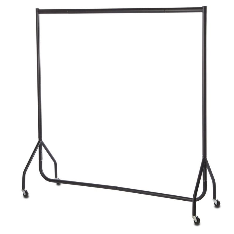 سكة ملابس ثقيلة سوداء من شوب فيتينغ ويرهاوس مع عجلات بعرض 5 أقدام