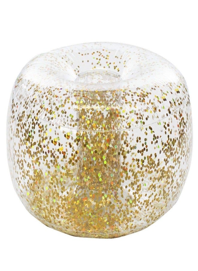 Air Candy كرسي عثماني قابل للنفخ من إير كاندي، محشو ببريق ذهبي، قطعة أثاث مثالية للأطفال والكبار. يمكن استخدامه في الأماكن المغلقة أو المفتوحة. - Image 4