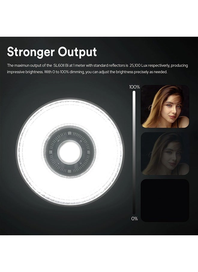 Godox - Godox SL60IIBi Bi-Color LED Video Light,2800K-6500K,CRI96+ TLCI97+,Builtin 11 FX Effects,APP/2.4GWireless Control Adjust Brightness,Bowens Mount LED Continuous Output Lighting with RC-A6 Remote - Image 1