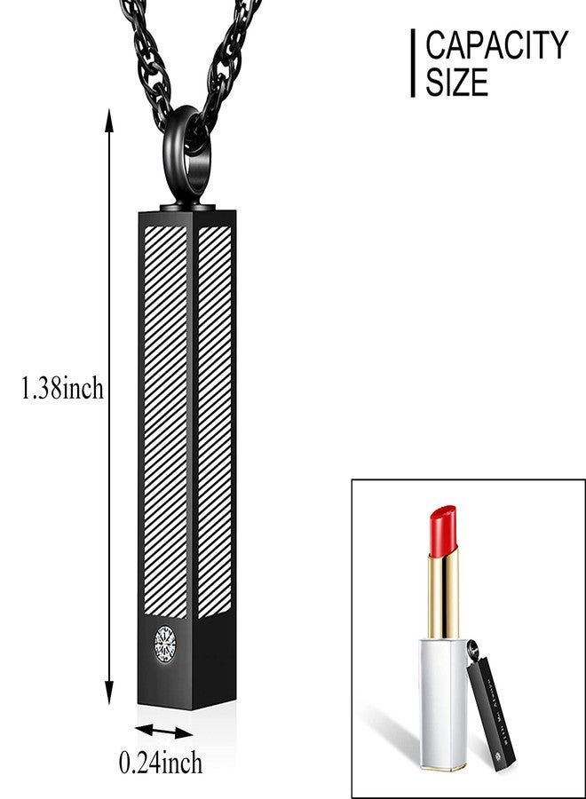 abooxiu Cremation Jewelry for Ashes Cube Ashes Necklace Urn Necklace for Ashes Minimalist Vertical Bar Stainless Steel Memorial Keepsake Ash Holder - Image 2