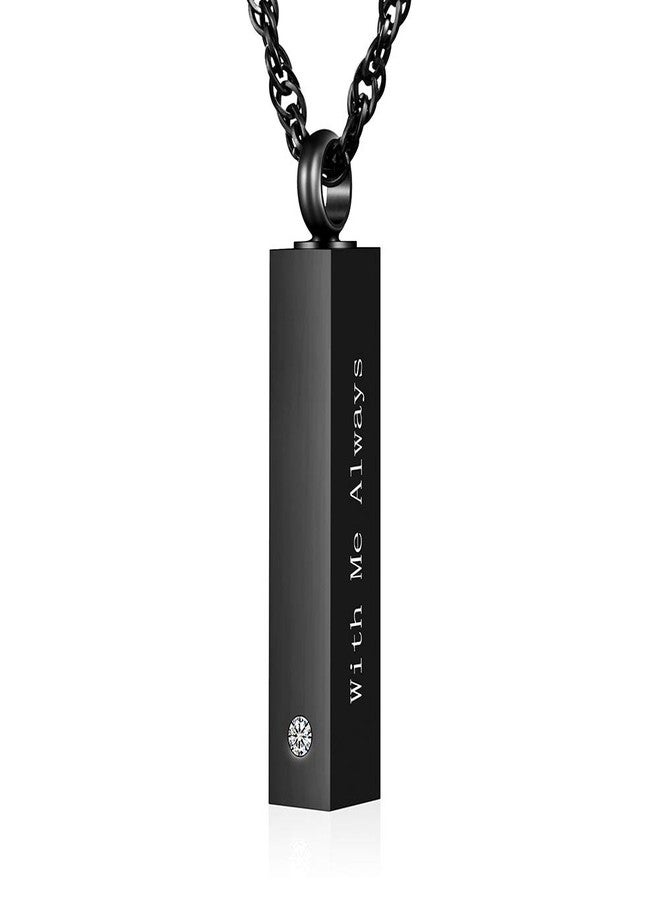 abooxiu Cremation Jewelry for Ashes Cube Ashes Necklace Urn Necklace for Ashes Minimalist Vertical Bar Stainless Steel Memorial Keepsake Ash Holder - Image 1