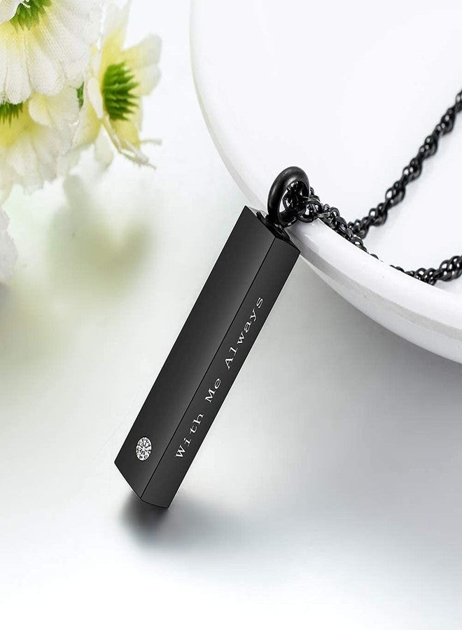 abooxiu Cremation Jewelry for Ashes Cube Ashes Necklace Urn Necklace for Ashes Minimalist Vertical Bar Stainless Steel Memorial Keepsake Ash Holder - Image 4
