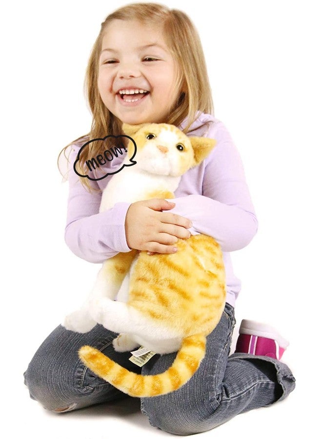 Tickles Musical Sitting Cat with Meow Meow Sound Soft Stuffed Plush Animal Toy for Kids Boys & Girls Birthday Gift (Color: White & Orange Size: 40 cm) - Image 1