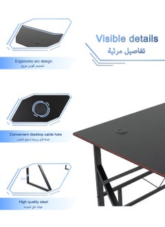 AnneFish K-Shaped Gaming Desk With Carbon Fiber Surface Small Corner Computer Desk Gamer Desk Home Pc Table Black 100X48X75 Cm  - Image 3