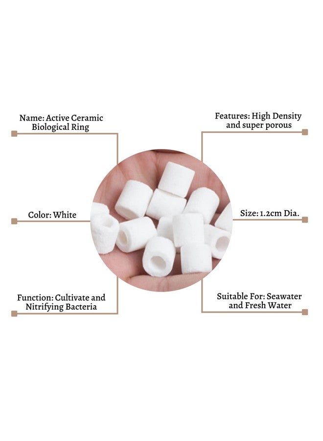 وسائط ترشيح حلقة سيراميك حيوية نشطة - (حلقة سيراميك - 500 جرام) لحوض السمك/خزان الأسماك | مسامية للغاية، تولد بكتيريا مفيدة | مناسبة للمياه المالحة والمياه العذبة - Image 3