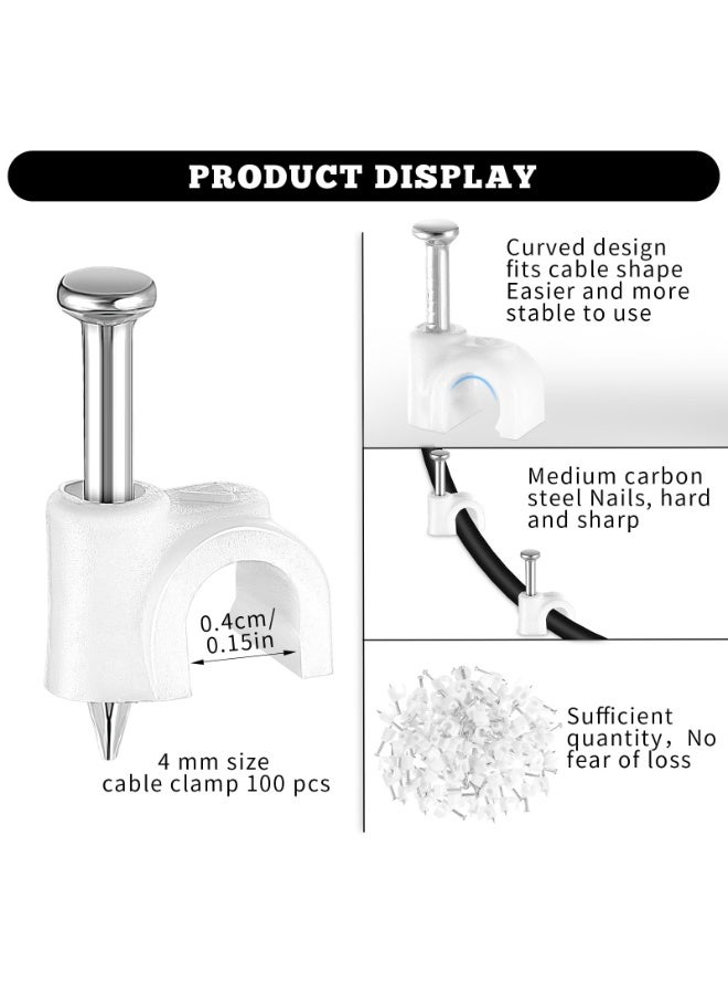 100Pcs Steel Nail Cable Clips 4mm Wire Fixing Clamp Home Wall Cord Management Clip For TV Computer Ethernet Telephone Wire - Image 3