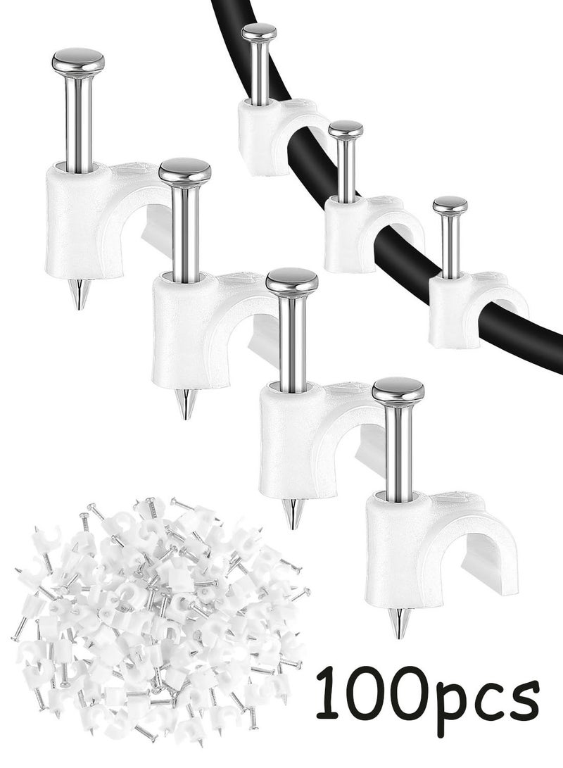 100Pcs Steel Nail Cable Clips 4mm Wire Fixing Clamp Home Wall Cord Management Clip For TV Computer Ethernet Telephone Wire - Image 1