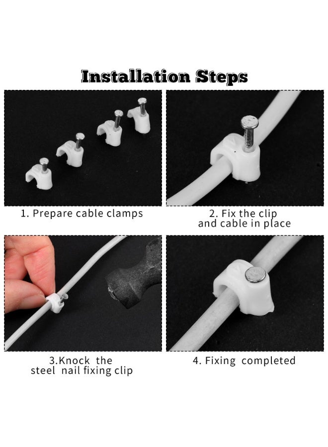 100Pcs Steel Nail Cable Clips 4mm Wire Fixing Clamp Home Wall Cord Management Clip For TV Computer Ethernet Telephone Wire - Image 2