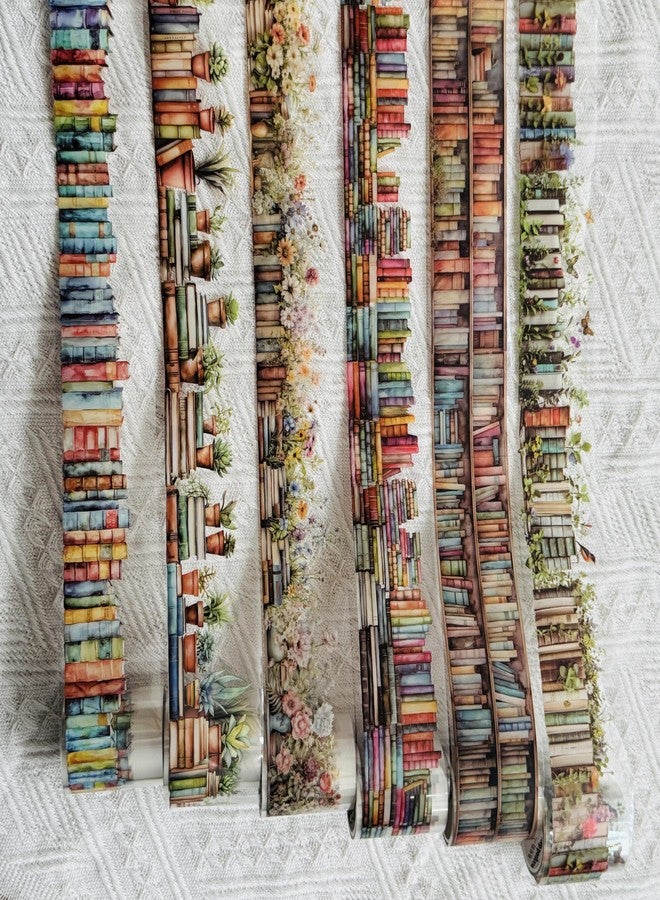 Koolemon 6Rolls Book Theme Tape, Reading Life Decorative Tape PET Flower Stickers for Crafts Journaling Scrapbook Supplies - Image 3
