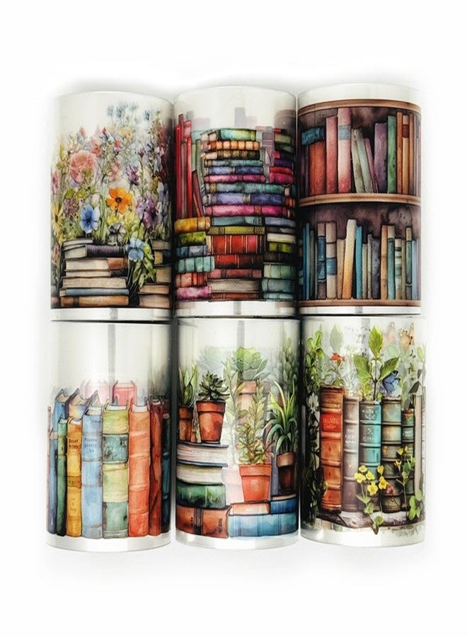 Koolemon 6Rolls Book Theme Tape, Reading Life Decorative Tape PET Flower Stickers for Crafts Journaling Scrapbook Supplies - Image 1
