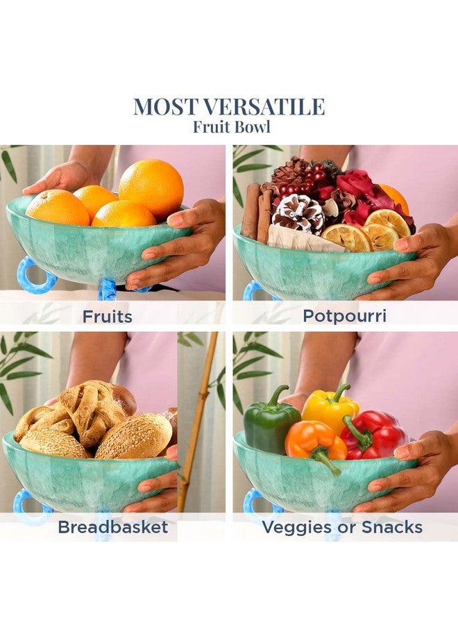 Folkulture Fruit Bowl for Kitchen Counter, 9" Resin Decorative Bowl, Centerpiece Table Decorations, Fruit Basket for Coffee Table Décor, Kitchen Counter Décor, Pedestal Bowl | Christmas Gifts - Image 5