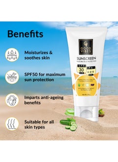 Good Vibes ﻿Good Vibes Sunscreen - Wide Spectrum Protection SPF 30 PA+++ Sun Blocking & Skin Protection - Infused with Goodness of Aloe Vera, Green Tea,Cucumber & Jojoba Oil - Say Goodbye to White Cast - 100 Gm  - Image 3