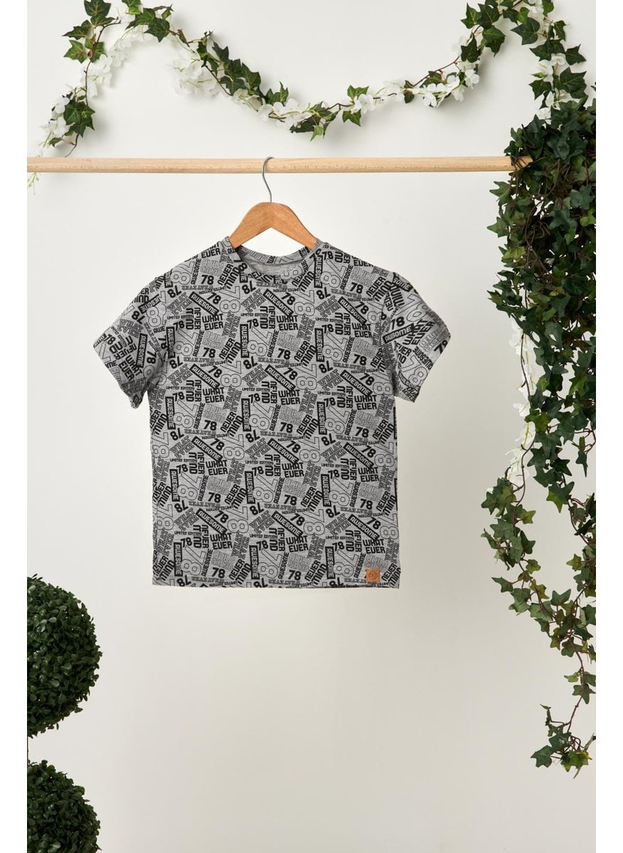 Babygiz Gray Girl's Short Sleeve Crew Neck Anti-Sweat, Comfortable Cotton Combed Cotton T-Shirt  - Image 1