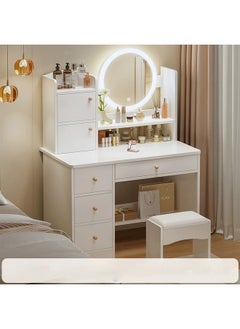 keke Multifunctional Makeup Vanity Dressing Table, LED Mirror with Drawers and Chair 80 CM  - Image 1