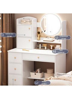 keke Multifunctional Makeup Vanity Dressing Table, LED Mirror with Drawers and Chair 80 CM  - Image 2