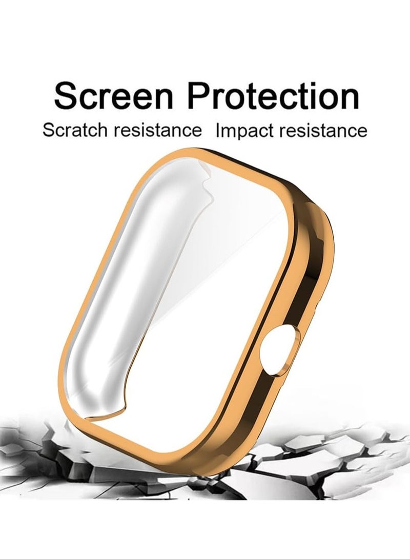 KASTWAVE Case for Xiaomi Redmi Watch 4, Tempered Glass Screen Protector, PC Hard Case Tempered Glass Screen Protection Cover Slim Full Cover Scratch Proof Protector, 2 Pcs, Black and Gold - Image 3