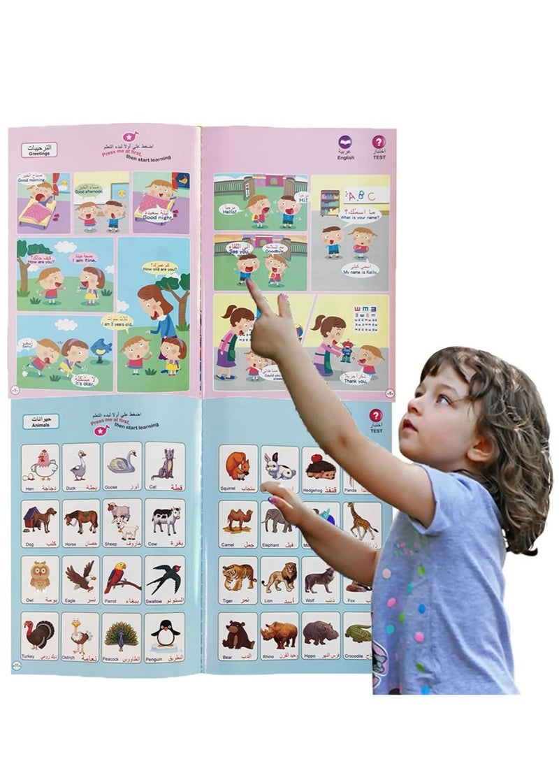 SYOSI Learning Toys for Toddlers Kids Learn Arabic/English Talking Sound Book Bilingual Toy Alphabet Numbers, Words Educational Gifts for Children Electronic Interactive Wall Chart  - Image 3