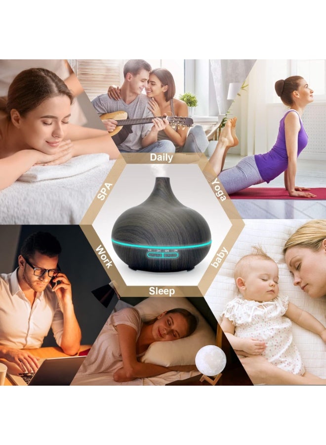 SKY-TOUCH Essential Oil Diffuser, 550ml Oil Diffuser with 4 Timer, Aromatherapy Diffuser with Auto Shut-off Function, Cool Mist Humidifier BPA-Free for Bedroom Home - Image 2
