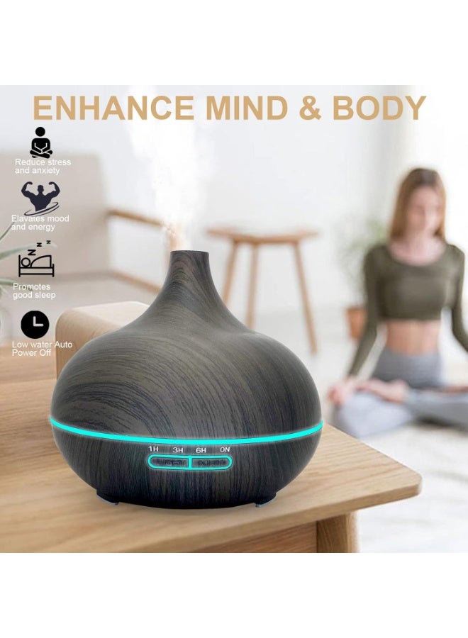 SKY-TOUCH Essential Oil Diffuser, 550ml Oil Diffuser with 4 Timer, Aromatherapy Diffuser with Auto Shut-off Function, Cool Mist Humidifier BPA-Free for Bedroom Home - Image 3