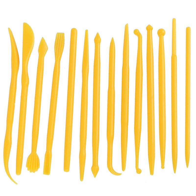 Yellow Clay Sculpting Tool Set 14Pcs Modeling Pottery Shaper for Soft Clay Fondant Cake - Image 2