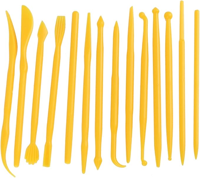 Yellow Clay Sculpting Tool Set 14Pcs Modeling Pottery Shaper for Soft Clay Fondant Cake - Image 1