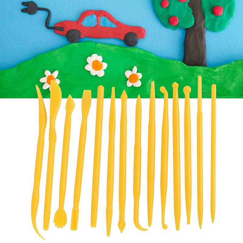 Yellow Clay Sculpting Tool Set 14Pcs Modeling Pottery Shaper for Soft Clay Fondant Cake - Image 4